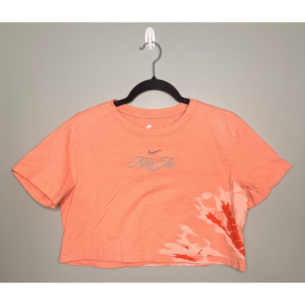 The nike tee crop top size XS t shirt Peach short‎ sleeve logo The Dye RARE